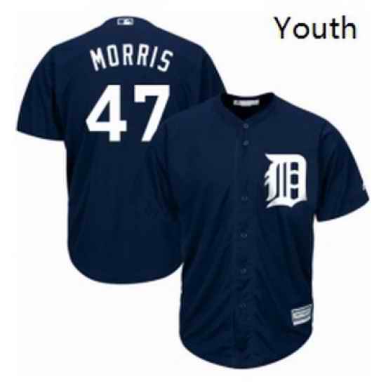 Youth Majestic Detroit Tigers 47 Jack Morris Replica Navy Blue Alternate Cool Base MLB Jersey
